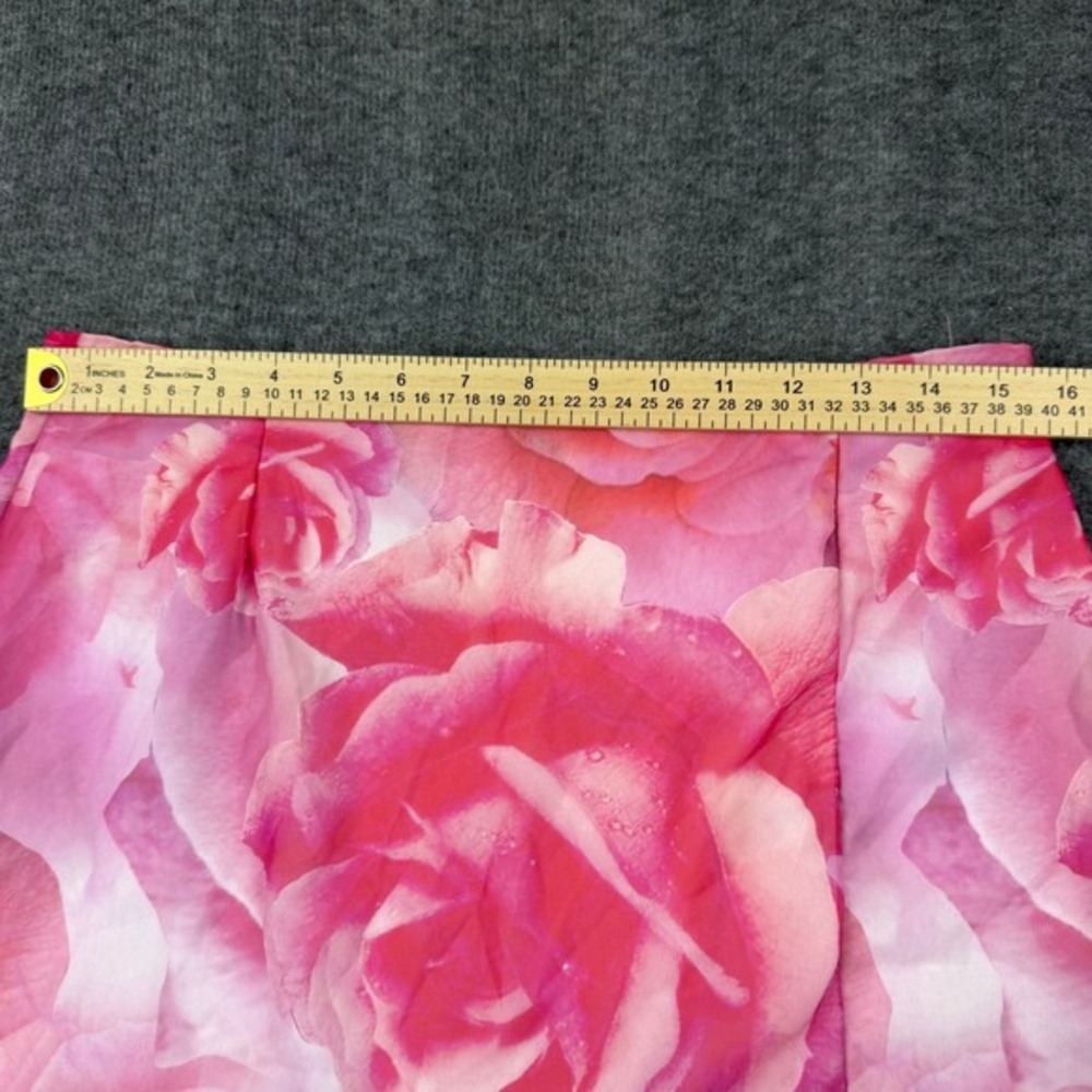 PrettyLittleThing Mini Skirt Women Size 10 Pink Floral Mesh Ruffle Hem Rose‎ - Picture 3 of 7